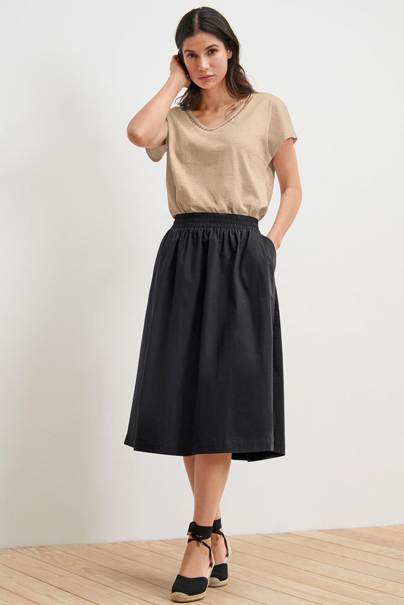 Tchibo Women Solid Poplin Skirt, Black - Image 1